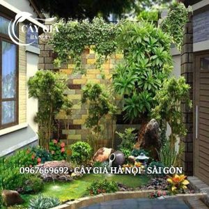 tường cỏ trang trí quán cà phê